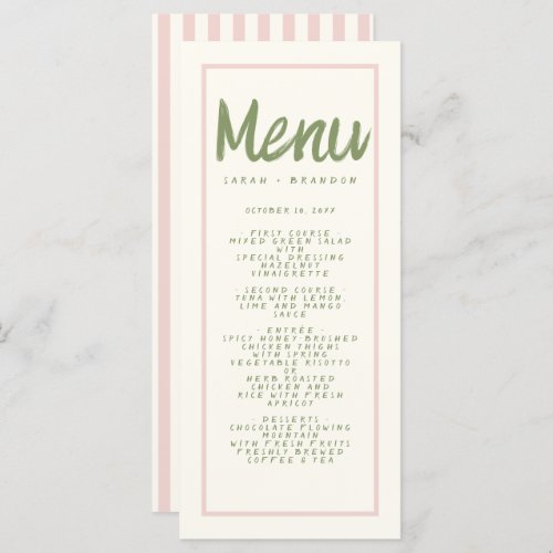 Pastel Handwriting Typography Retro Wedding Menu