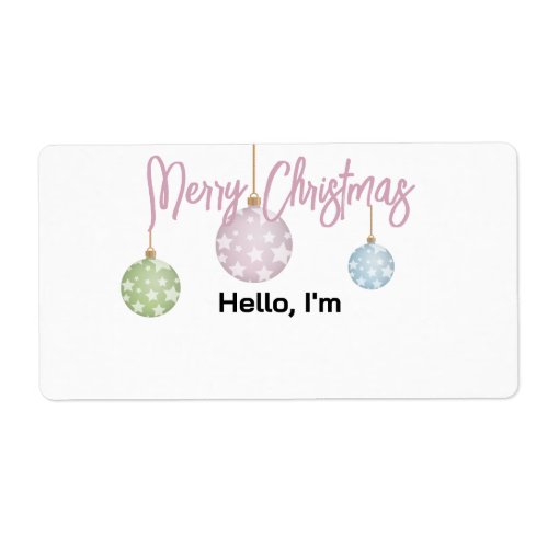 Pastel Hanging Christmas Ornaments Paper Name Tag
