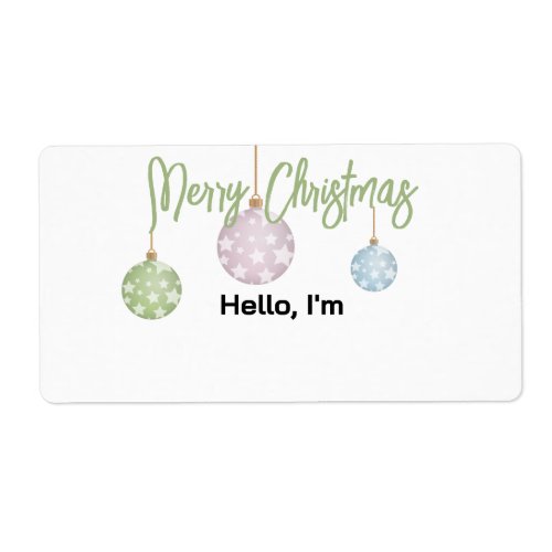 Pastel Hanging Christmas Ornaments Paper Name Tag
