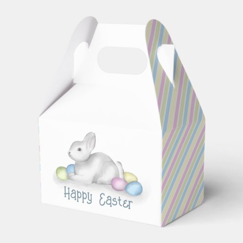 Pastel Happy Easter Bunny Simple Typography Favor Boxes