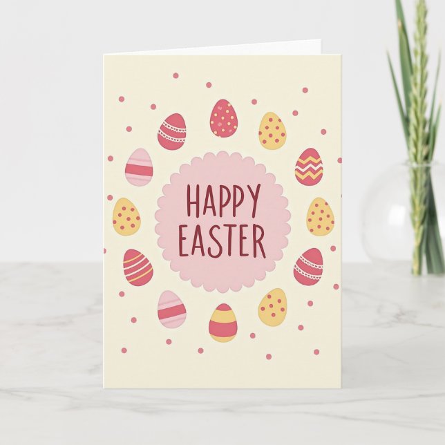 Pastel Happy Easter Faux Gold Foil Card (Front)