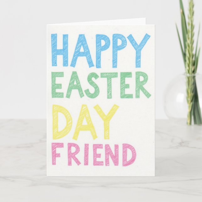 Pastel Happy Easter Friend Card (Front)