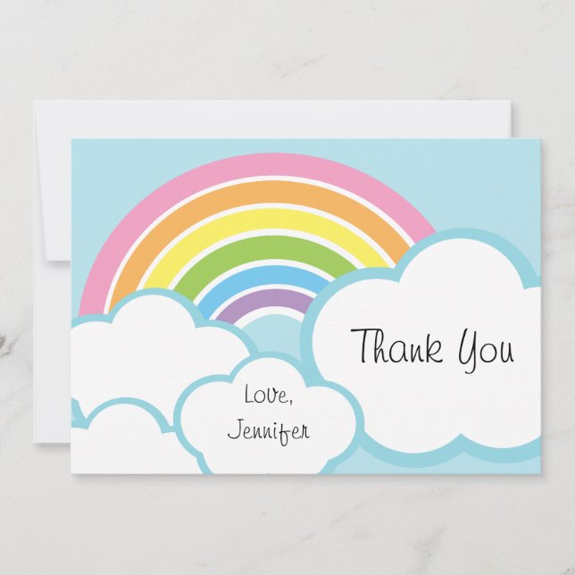 Pastel Happy Little Rainbow Thank You Card (Front)