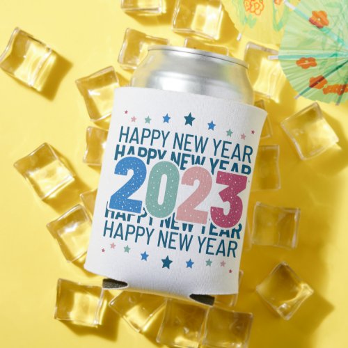 Pastel Happy New Year 2023 Can Cooler