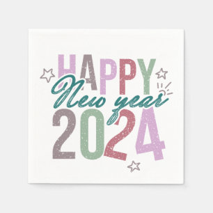 Pastel Happy New Year 2024 Napkins