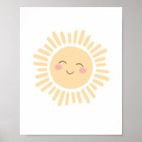Pastel Happy Sun Nursery Decor Poster