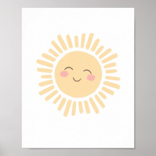 Pastel Happy Sun Nursery Decor Poster