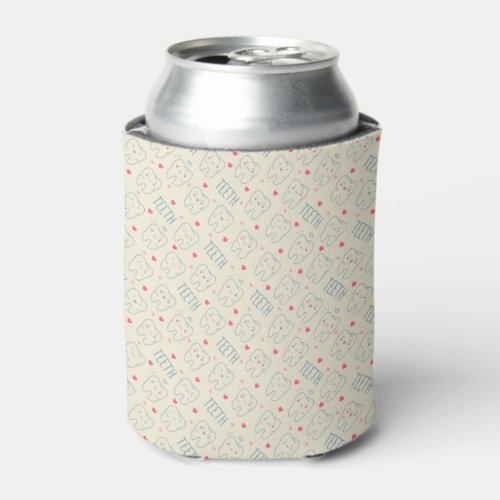 Pastel Happy Teeth Pattern Can Cooler