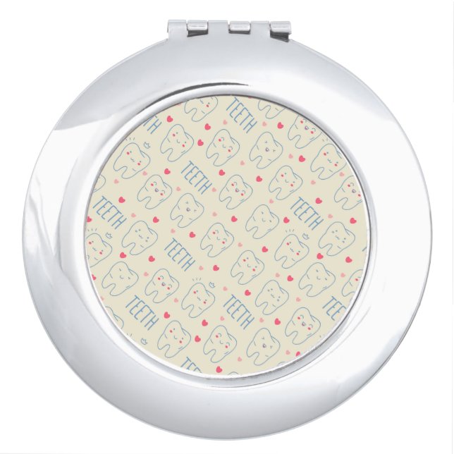 Pastel Happy Teeth Pattern Compact Mirror (Front)