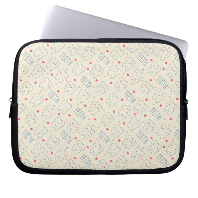 Pastel Happy Teeth Pattern Laptop Sleeve (Front)