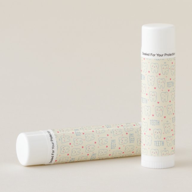 Pastel Happy Teeth Pattern Lip Balm (Front)