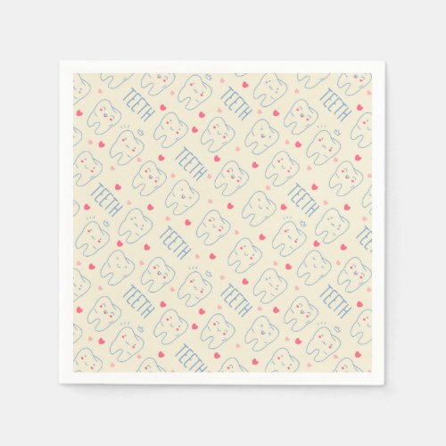 Pastel Happy Teeth Pattern Napkins