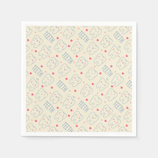 Pastel Happy Teeth Pattern Napkins (Front)
