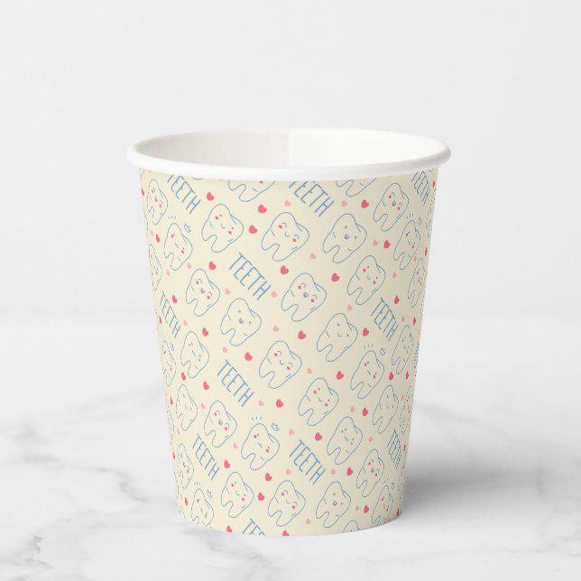 Pastel Happy Teeth Pattern Paper Cups (Left)