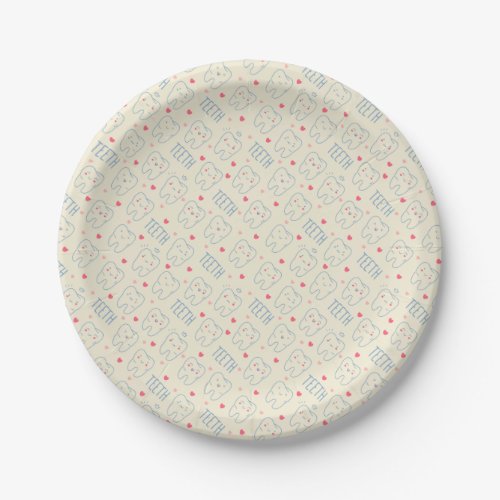 Pastel Happy Teeth Pattern Paper Plates