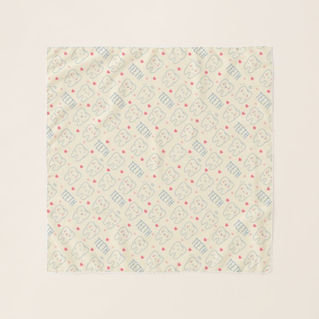 Pastel Happy Teeth Pattern Scarf (Front)