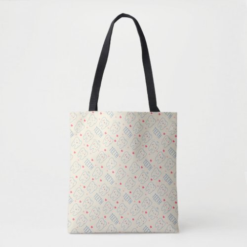 Pastel Happy Teeth Pattern Tote Bag