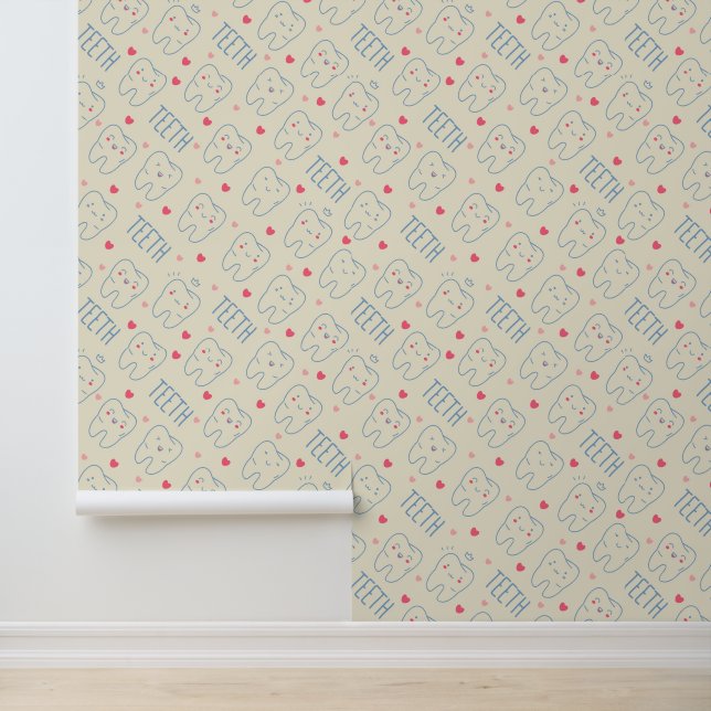 Pastel Happy Teeth Pattern Wallpaper (Application)