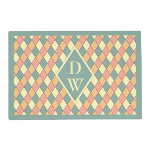 Pastel Harlequin Diamond Pattern Dining Decor Placemat
