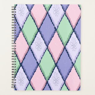 Pastel Harlequin Floral Planner Cute Diamond