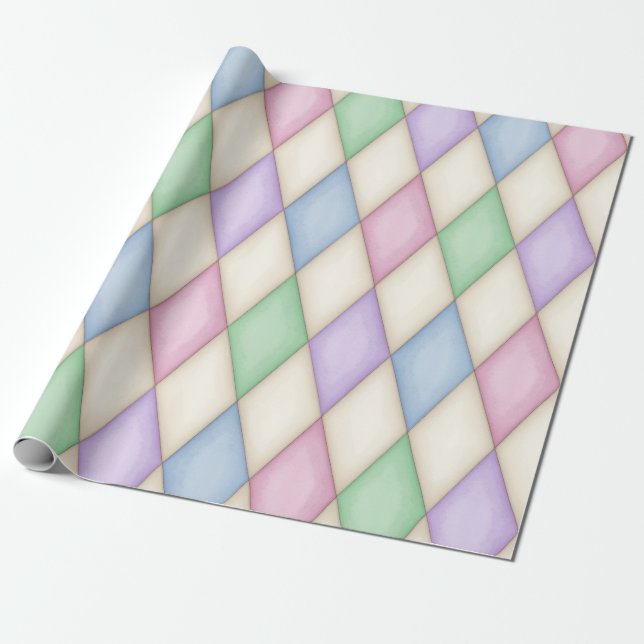 Pastel Harlequin Medieval Fairytale (large scale) Wrapping Paper (Unrolled)