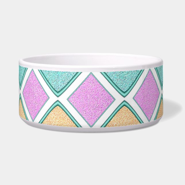  Pastel Harlequin Prism Diamond Pattern Bowl (Front)
