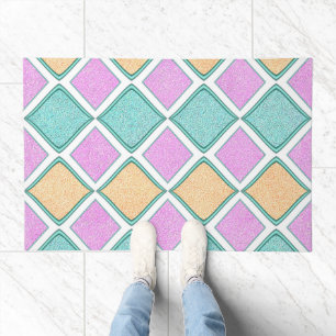 Pastel Harlequin Prism Diamond Pattern Doormat