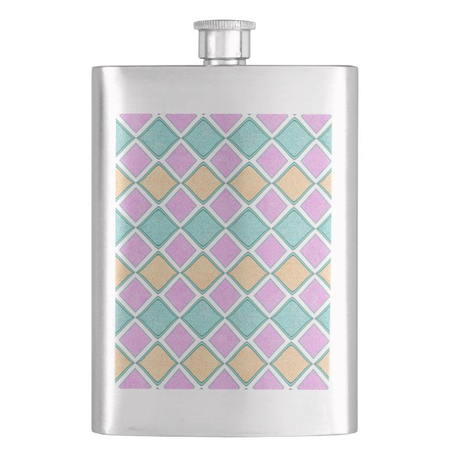  Pastel Harlequin Prism Diamond Pattern Flask (Front)