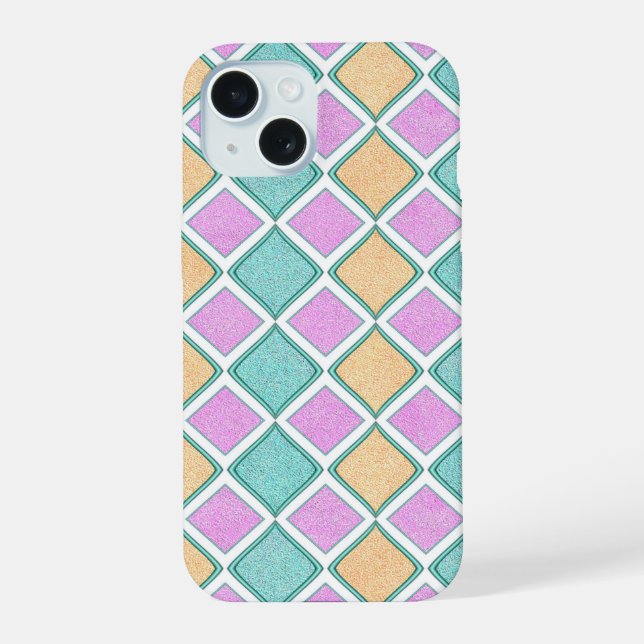  Pastel Harlequin Prism Diamond Pattern Iphone Case (Back)