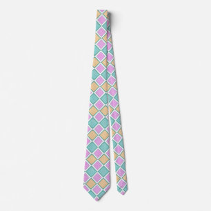 Pastel Harlequin Prism Diamond Pattern Neck Tie