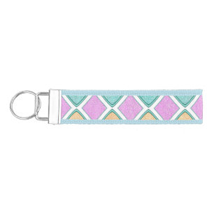  Pastel Harlequin Prism Diamond Pattern Wrist Keychain