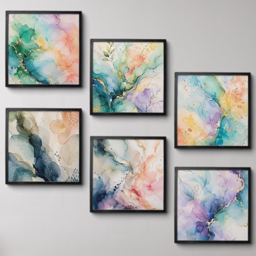 Pastel Harmony Abstract Wall Art Set Peel And Stick Photo Tile