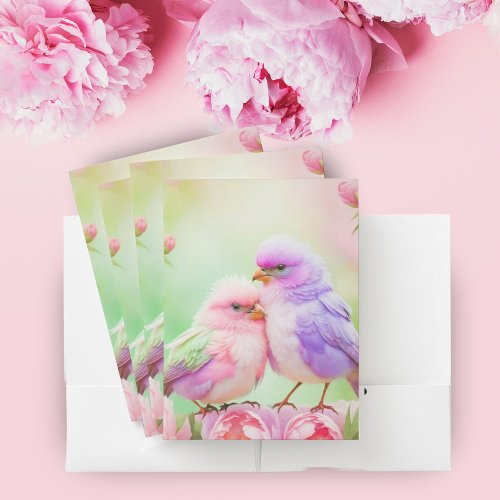  Pastel Harmony Fluffy Songbirds Pocket Folder