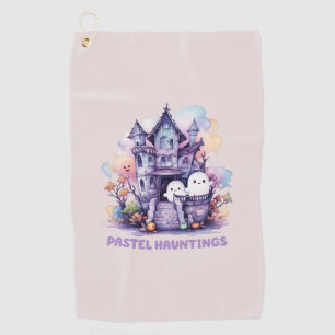 Pastel Hauntings – Cute Pastel Purple House Golf Towel