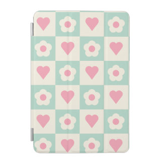 Pastel Heart and Flower Pattern iPad Mini Cover