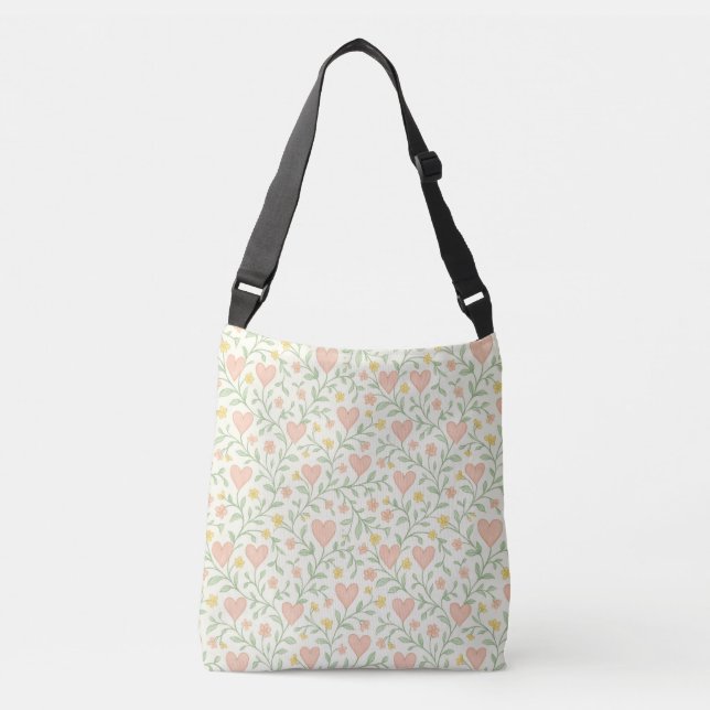 Pastel Heart & Floral Crossbody Bag (Front)