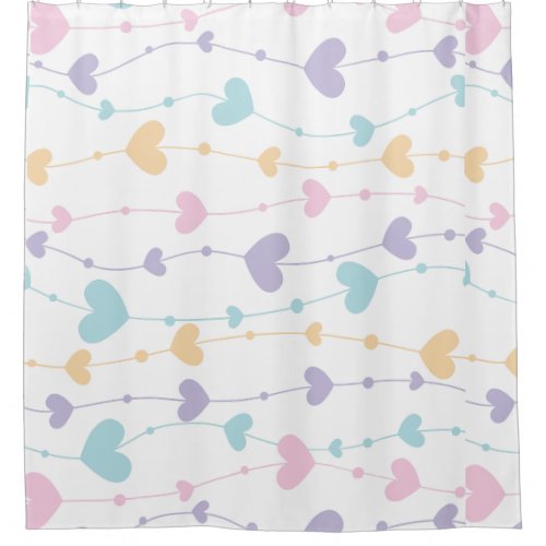 Pastel Heart Garland Shower Curtain - Dreamy Boho