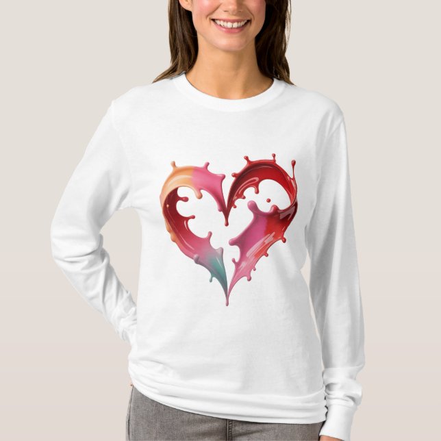Pastel Heart Graphic Tee for Women (Front)