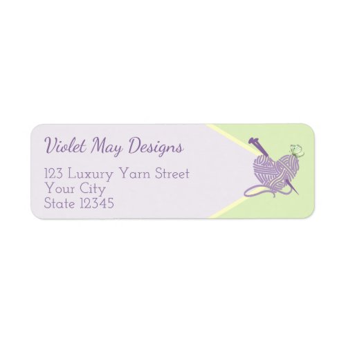 Pastel Heart Knitting Yarn Craft Return Address Label