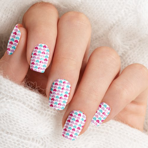 Pastel Heart Pattern Minx Nail Art