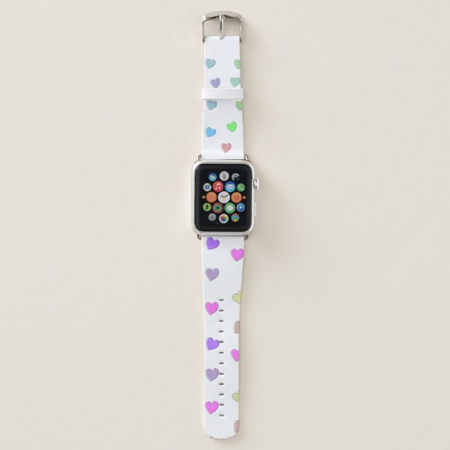Pastel Heart Shape Pattern Apple Watch Band (Front)