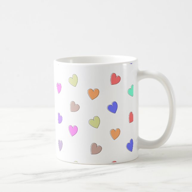 Pastel Heart Shape Pattern Coffee Mug (Right)