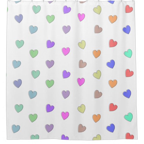 Pastel Heart Shape Pattern Shower Curtain