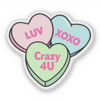Pastel Heart-Shaped Candies with Love Messages Sticker