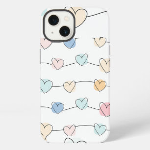 Pastel Heart Strings Pattern   Cute Minimalist iPhone 13 Case