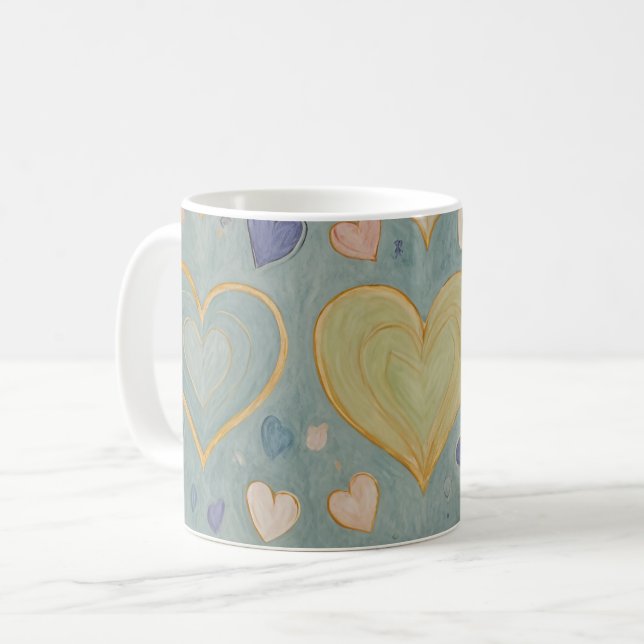 Pastel Heart Tapestry Coffee Mug (Front Left)
