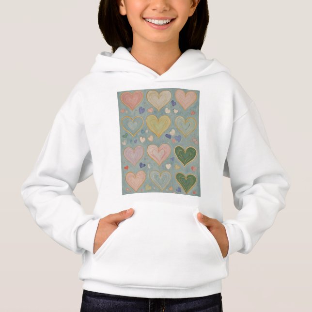 Pastel Heart Tapestry Hoodie (Front)