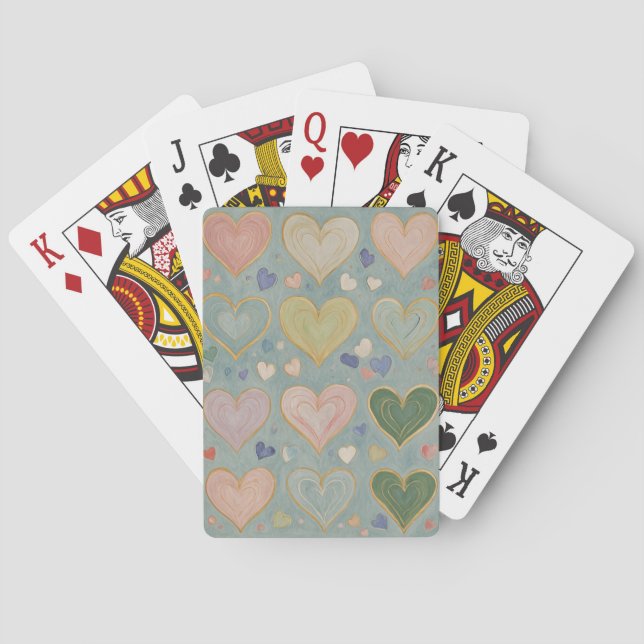 Pastel Heart Tapestry Poker Cards (Back)