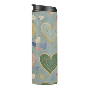 Pastel Heart Tapestry Thermal Tumbler