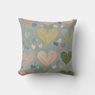 Pastel Heart Tapestry Throw Pillow